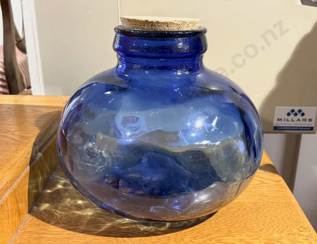 Blue Glass Storage Jar Image 1++