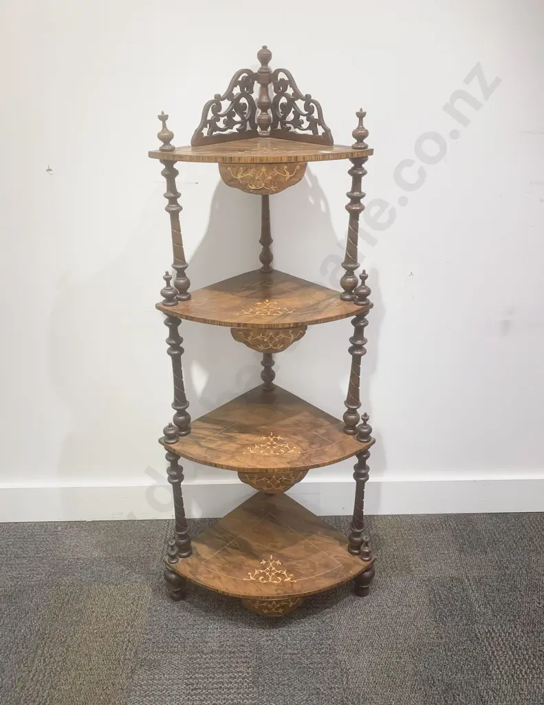 Victorian Inlaid Four Tier Corner Whatnot Image 1++