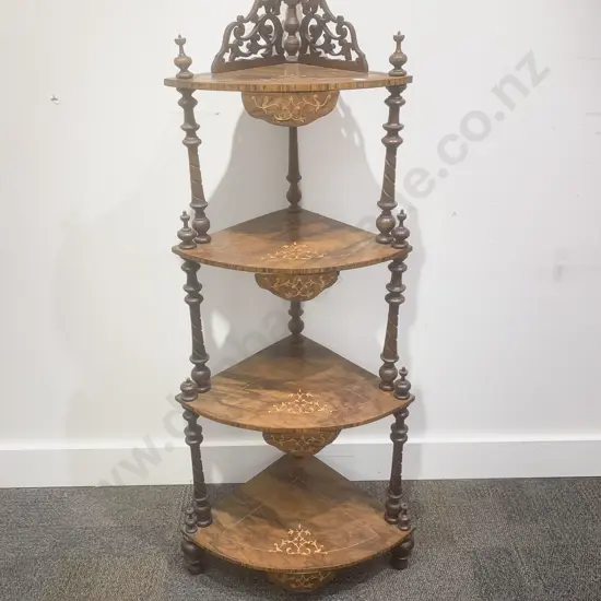 Victorian Inlaid Four Tier Corner Whatnot