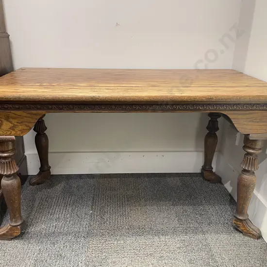 Unusual Footed Oak Rectangular Side Table