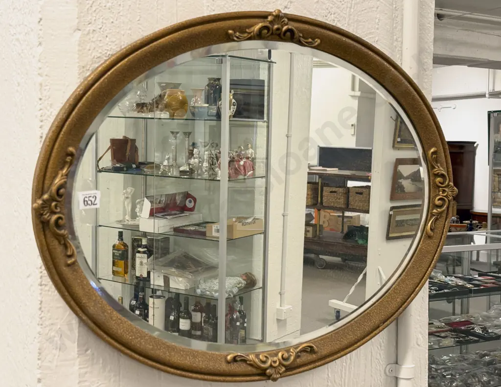 Oval Gilt Framed Wall Mirror Image 1++