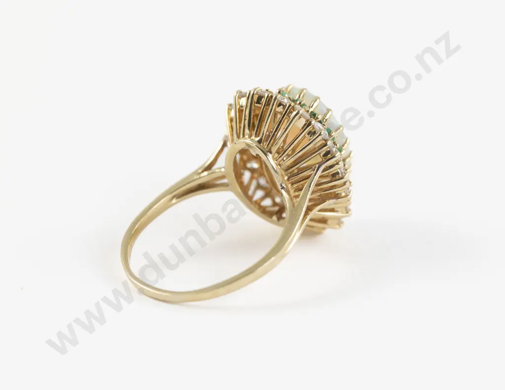 14ct 37Stone Opal Emerald and Diamond Dress Ring Image 1++