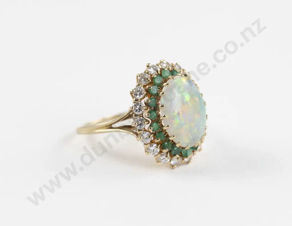 14ct 37Stone Opal Emerald and Diamond Dress Ring Image 1++