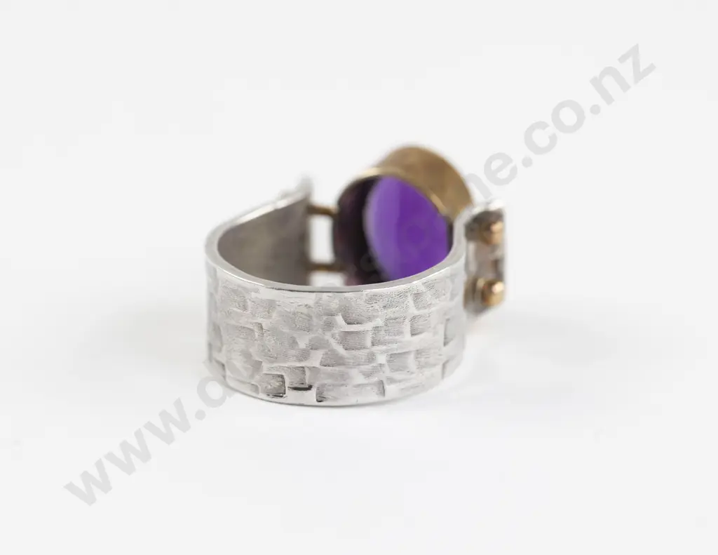 Mexican .925 Silver Single Amethyst Dress Ring Image 1++