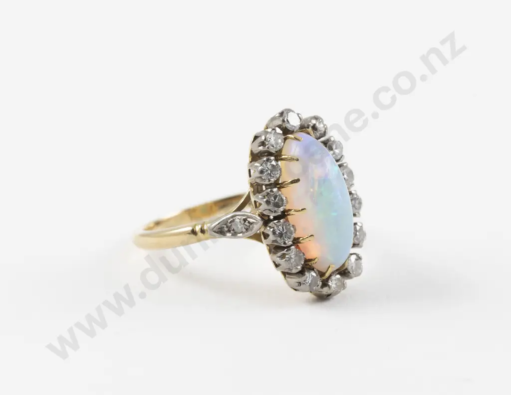 18ct 15Stone Opal and Diamond Cluster Ring Image 1++