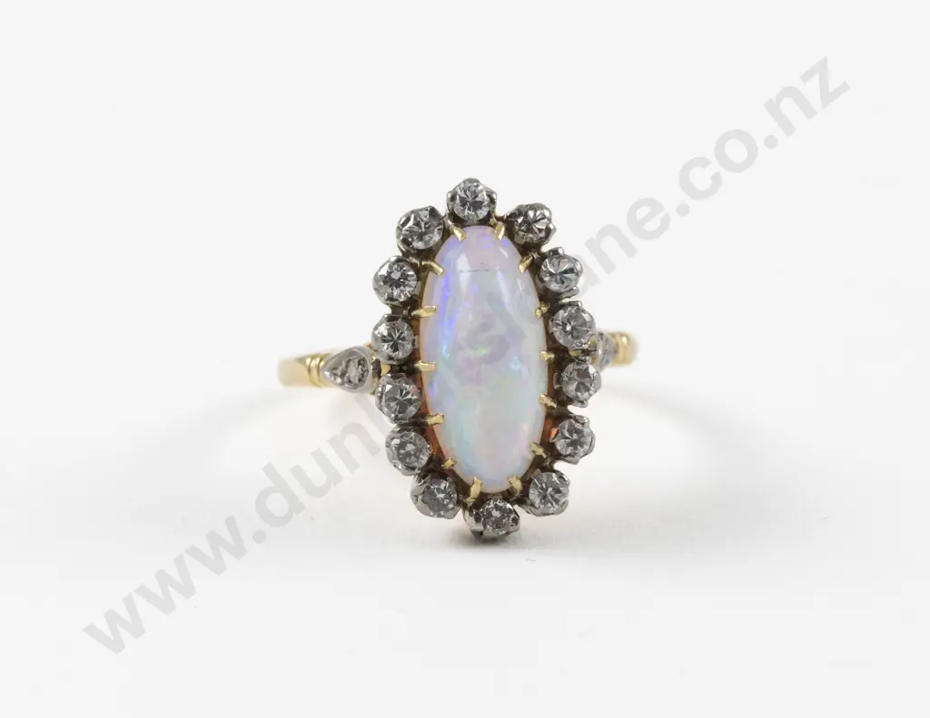 18ct 15Stone Opal and Diamond Cluster Ring Image 1++