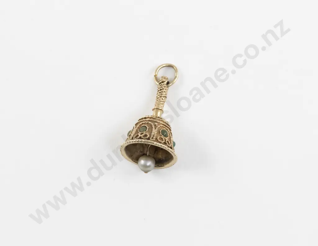 Vintage 14ct Gold Hand Bell Charm Image 1++