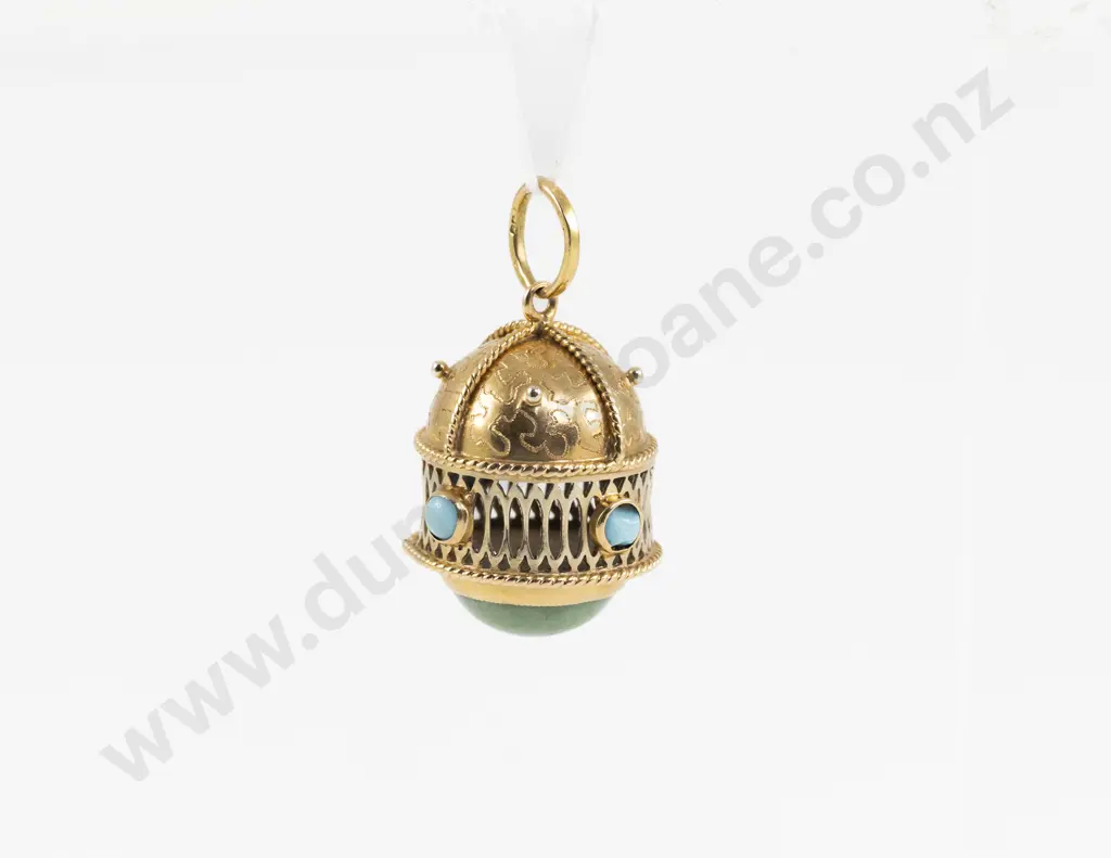 9ct Turquoise and Jade Fancy Pendant Image 1++