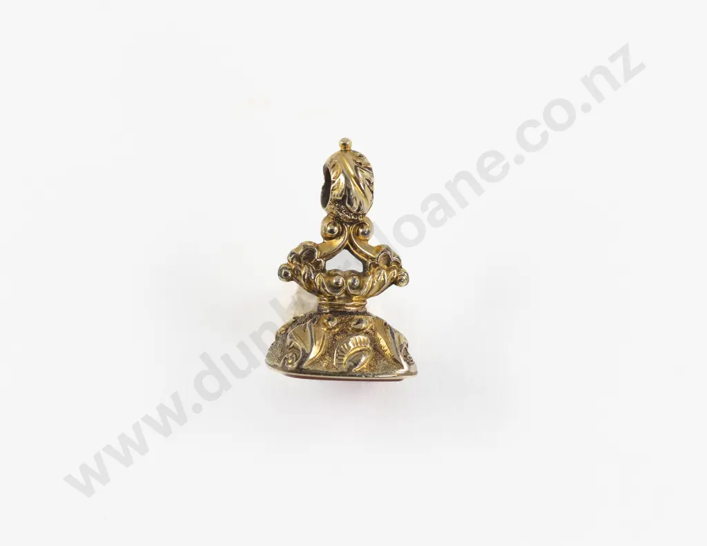 Victorian Gold Plated Carnelian Fancy Seal Fob Image 1++
