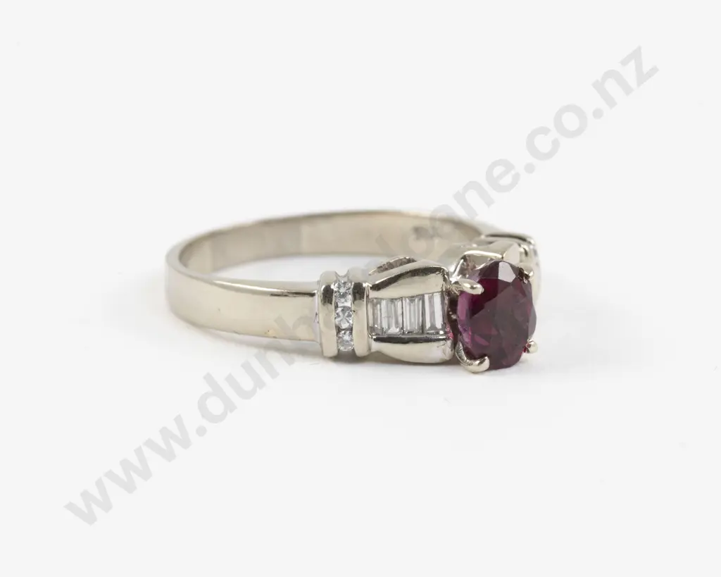 14ct White Gold Fancy Tourmaline and Diamond Bridge Ring Image 1++