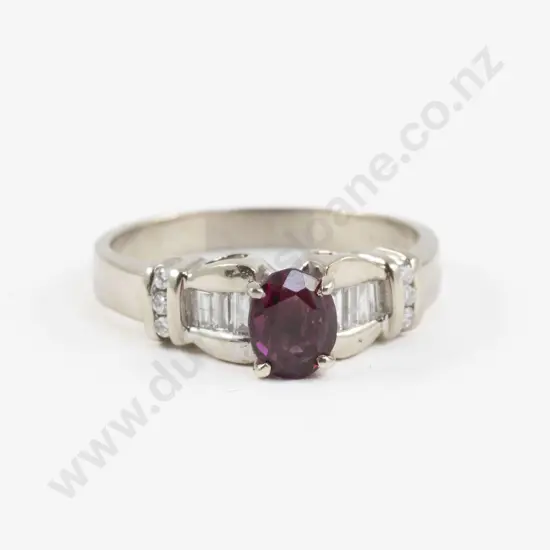 14ct White Gold Fancy Tourmaline and Diamond Bridge Ring