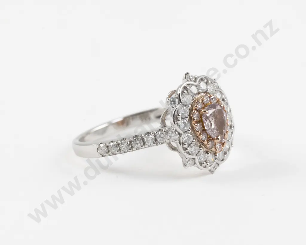 14ct 49Stone Pink and White Diamond Cluster Ring Image 1++