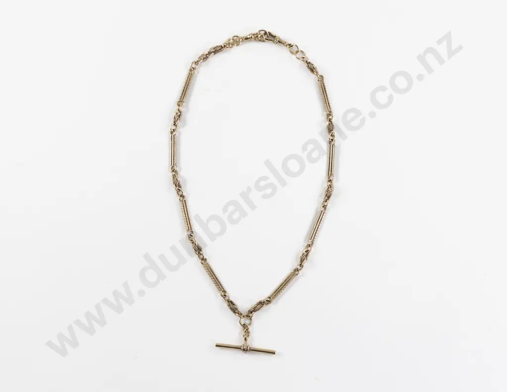 9ct Rail and Fancy Curb Link Albert Chain Image 1++