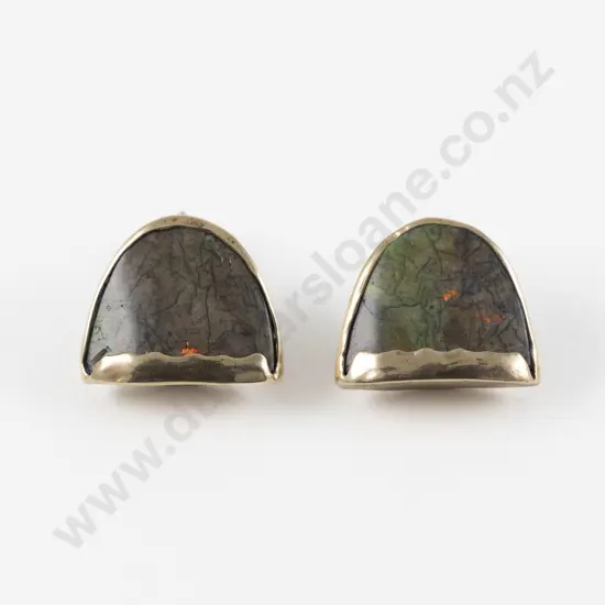 Pair 9ct Andamooka Opal Matrix Earrings