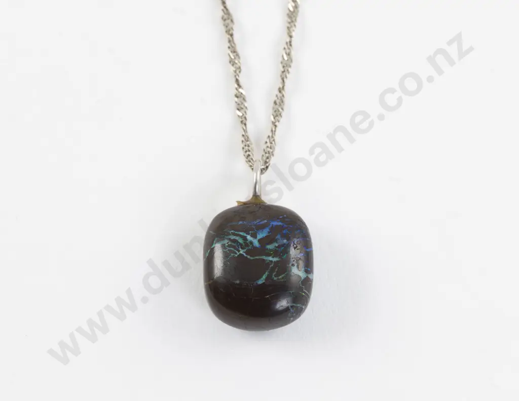 S/S Mounted Single Boulder Matrix Opal Pendant Image 1++
