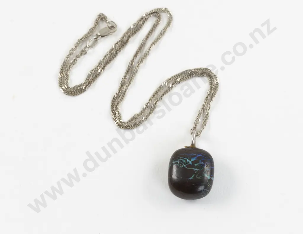 S/S Mounted Single Boulder Matrix Opal Pendant Image 1++