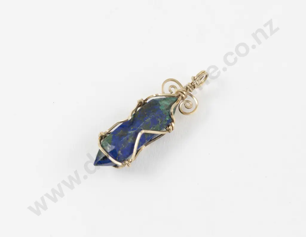 9ct Single Chrysocolla Crystal Pendant Image 1++