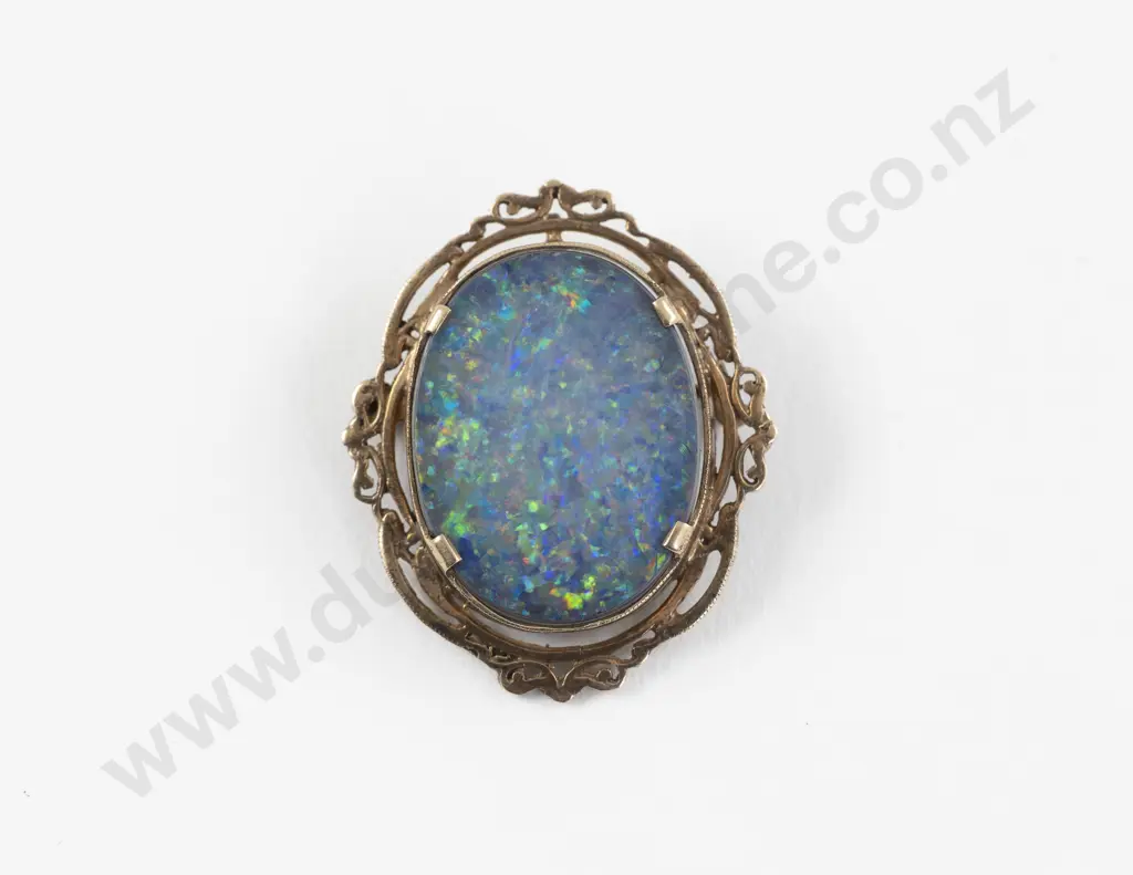 9ct Single Opal Doublet Brooch Image 1++