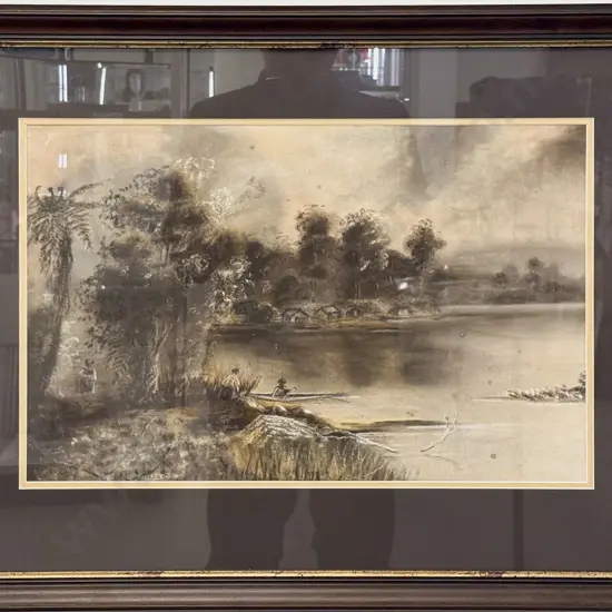 Unknown Artist - Colonial Landscape With Village & Figures