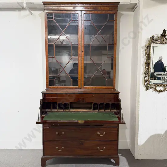 Composed GeoIII Mahogany Secretaire Bookcase