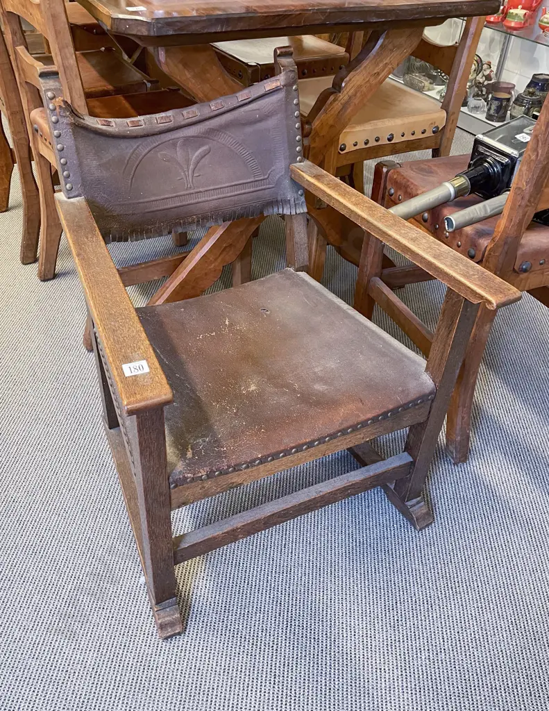 Edwardian Oak Low Chair Image 1++