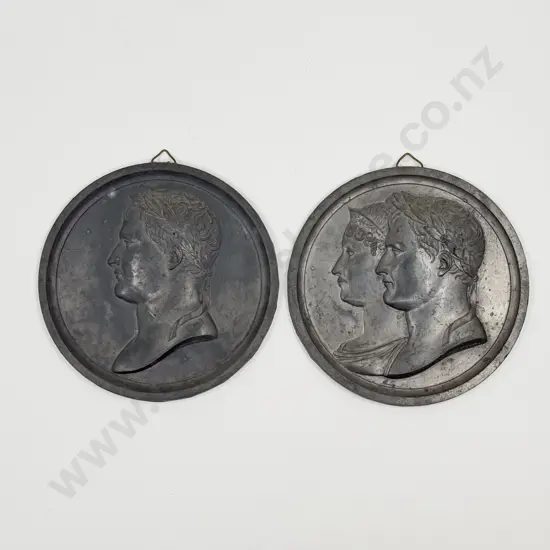 Two Lead Plaques Napoleon I and Napoleon with Marie Louise