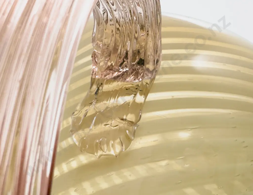 Early C20th Tinted Amber to Cream Swirling Trail Ewer Image 1++
