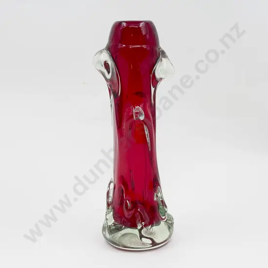 Whitefriars Encased Ruby Glass Knobbly Specimen Vase