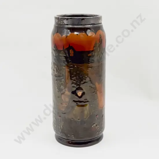 Royal Doulton Kingsware Continuous Shallow Relief Pattern Vase with S/S Rim