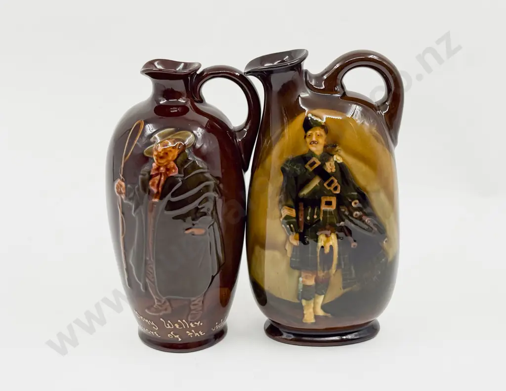 Two Royal Doulton for Dewar's Whisky Decanters  The Scotsman and Tony Weller No Stoppers Image 1++