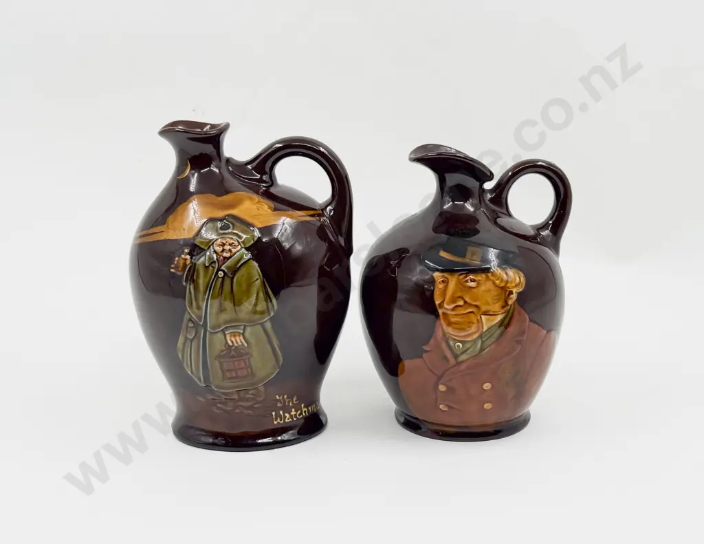 Two Royal Doulton for Dewar's Whisky Decanters The Watchman and The Huntsman No Stoppers Image 1++