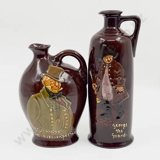 Two Royal Doulton for Dewar's Whisky Decanters George The Guard and Micawber No Stoppers