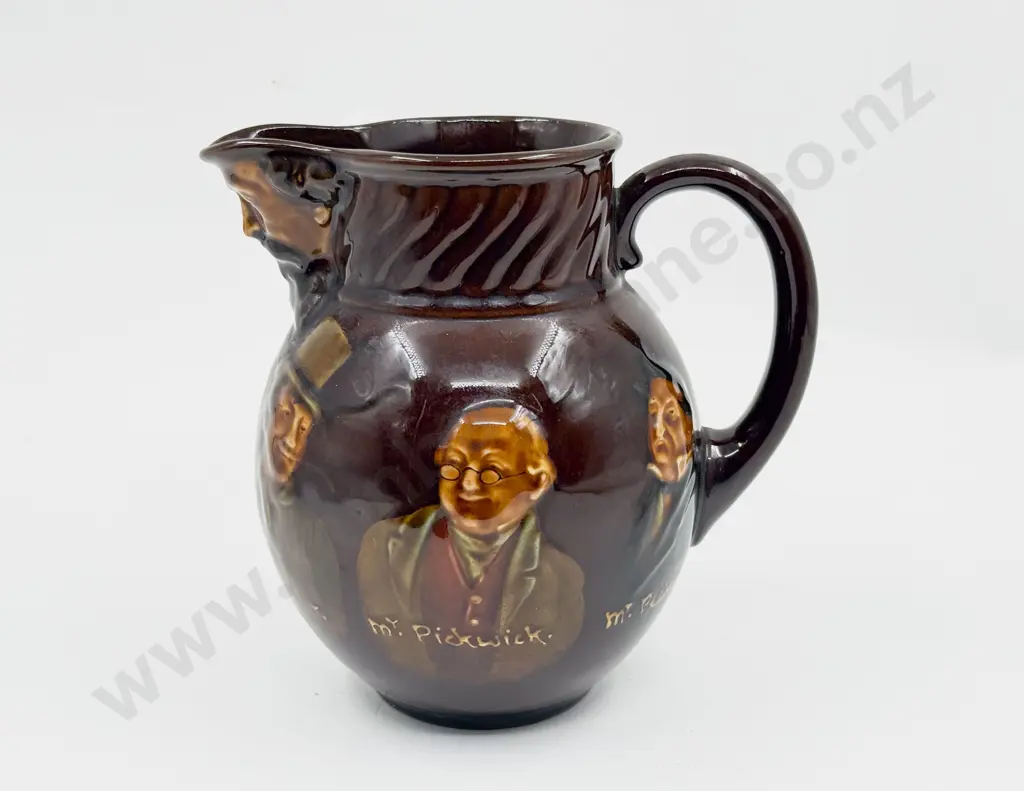 Royal Doulton Kingsware Shallow relief Dicken's Mask Ale Jug Image 1++