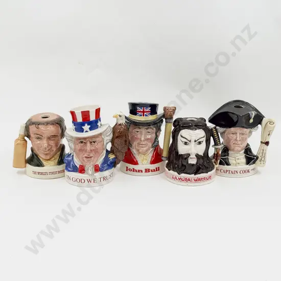Five Royal Doulton Jim Bean Medium Character Mugs