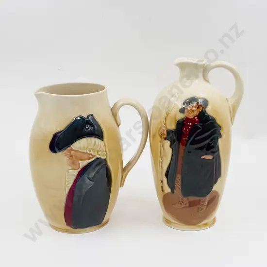 Royal Doulton Shallow Relief on Cream Background Decanter and Jug Tony Weller Parson Brown