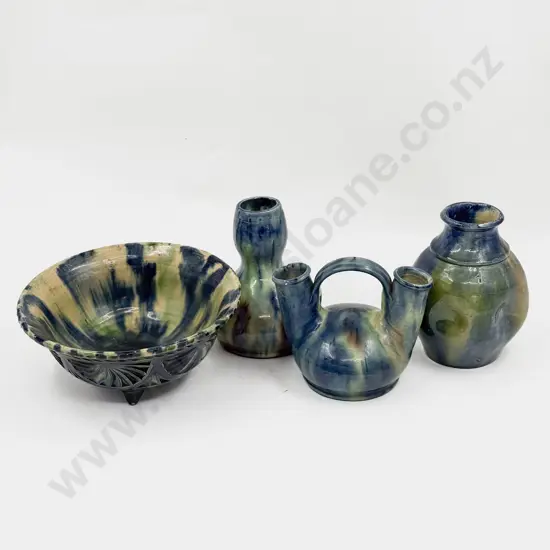Four Pieces Early Studio Pottery Slip Glazed Pottery