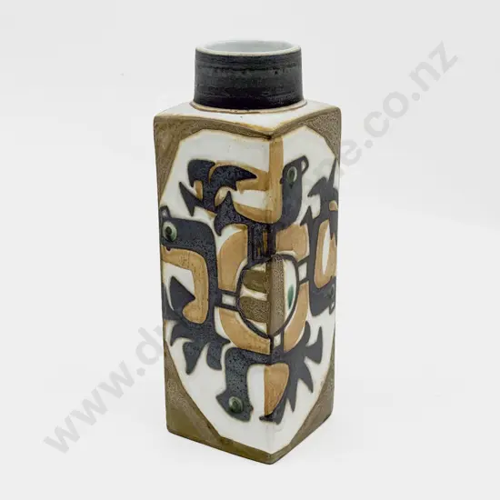 Royal Copenhagen 1969-1974 Fajance Square Sided Vase