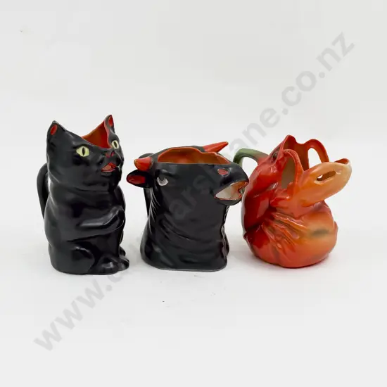Royal Bayreuth Animal Jugs of Bull Cat & Lobster
