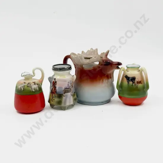 Royal Bayreuth Three Printed Ware Posy Pots & Other Moose Jug