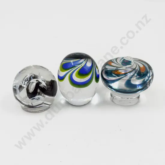 Two Kosta Paperweights & One Caithness
