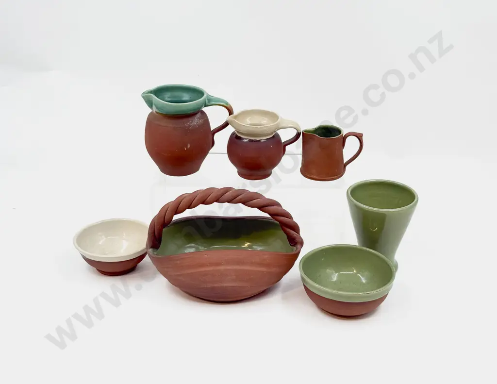 Brannum Pottery & Other Seven Mainly Glazed Terracotta Pots Image 1++