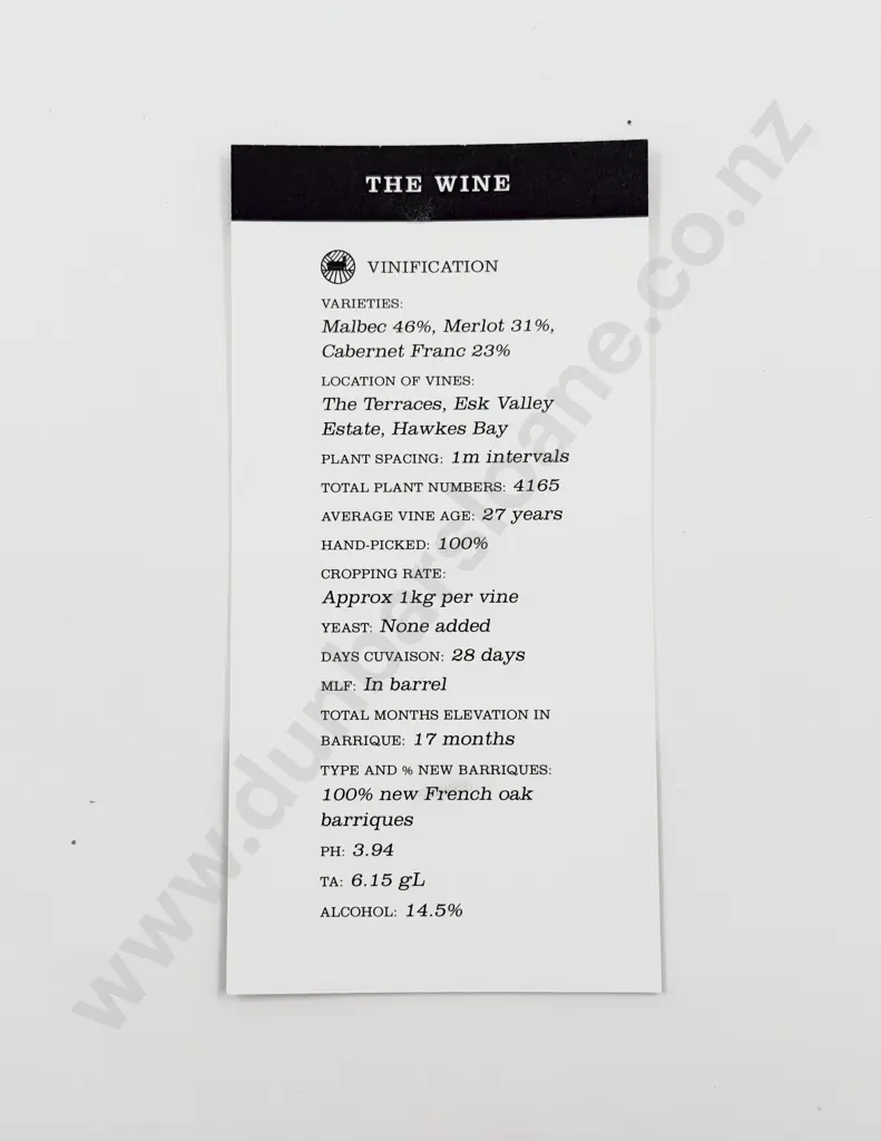 1 Bottle NZ 2014 Heipipi Esk Valley The Terraces Malbec Merlot Cabernet Franc Image 1++