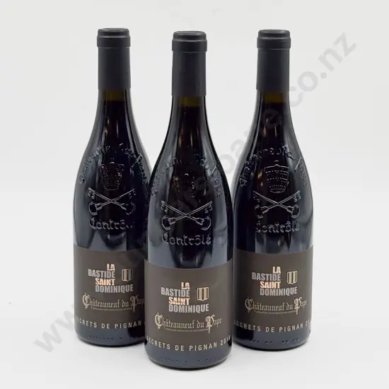 3 bottles French 2016 La Bastide Saint Dominique “SECRETS de PIGNAN” Chateauneuf-du-Pape