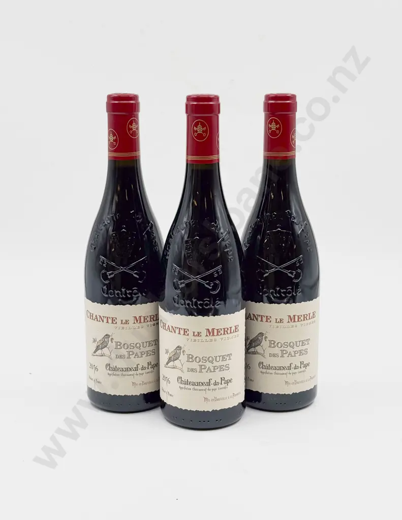 3 bottles French 2016 Bosquet des Papes “CHANTE le MERLE” Vieilles Vignes Chateauneuf-du-Pape Image 1++