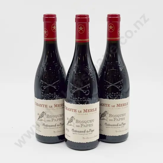 3 bottles French 2016 Bosquet des Papes “CHANTE le MERLE” Vieilles Vignes Chateauneuf-du-Pape