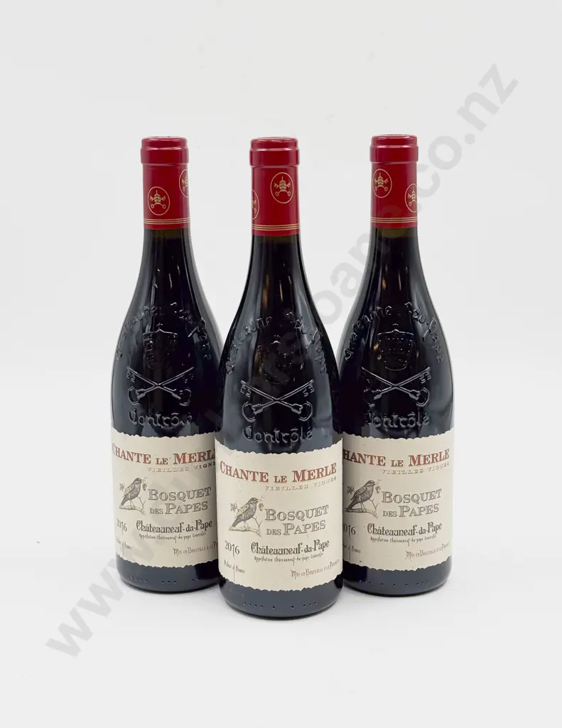 3 bottles French 2016 Bosquet des Papes “CHANTE le MERLE” Vieilles Vignes Chateauneuf-du-Pape Image 1++