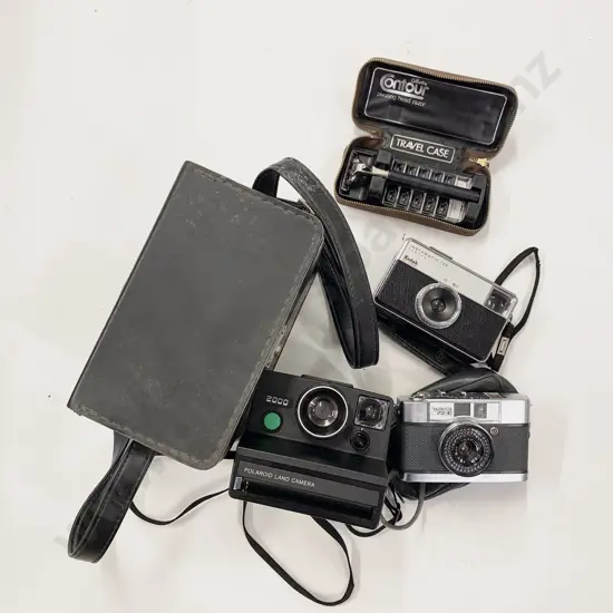 Vintage Polaroid Camera in Case with Two Other Cameras etc