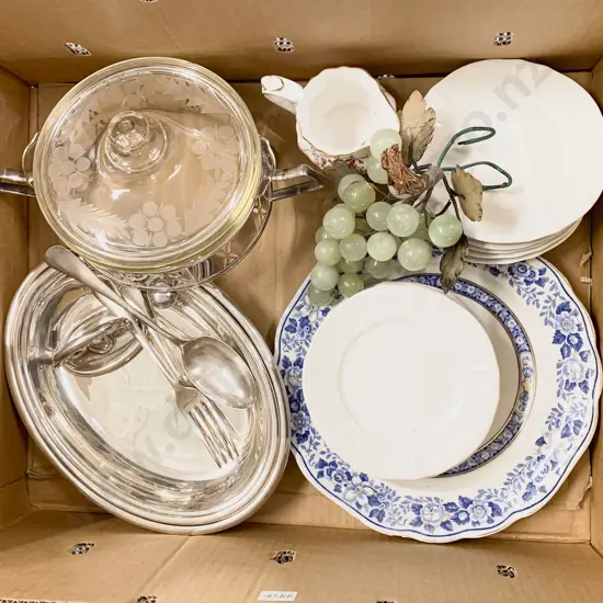 Quantity of Assorted China and S/P together with Hardstone Grapes