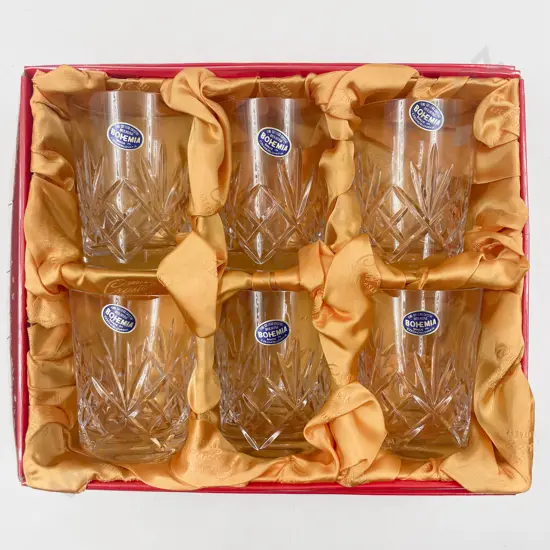 Boxed Set of Six Bohemia Crystal Tumblers