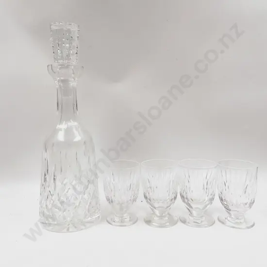 Waterford Crystal Decanter & Four Waterford Crystal Glasses